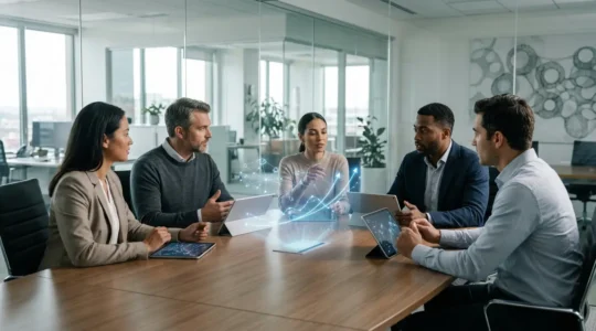 Équipe d'entreprise analysant des données de fidélisation client sur tableaux de bord avec graphiques de croissance positive