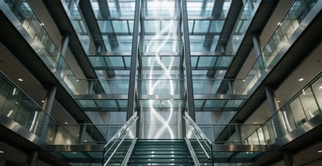 Schéma architectural moderne illustrant la remontée de flux financiers