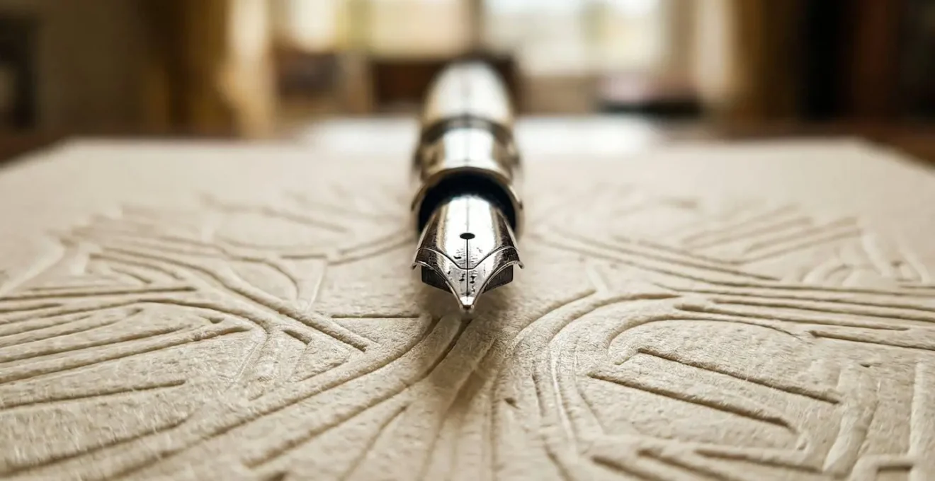 Vue macro de documents juridiques avec stylo plume professionnel