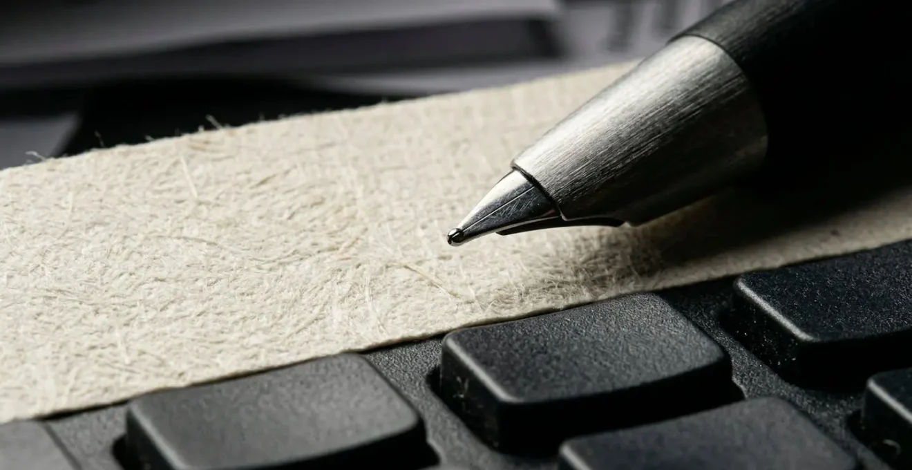 Vue macro de documents financiers avec calculatrice et stylo professionnel