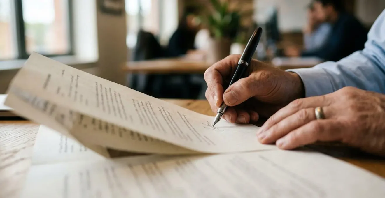 Moment de signature d'un acte de vente chez le notaire
